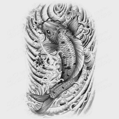 Koi black&grey Koi Fish Tattoo Black And Grey, White Koi Fish Tattoo, Koy Fish Tattoos, Koi Fish Tattoo Black, Fish Tattoo Black, Black And White Koi Fish, Koi Tattoos, Tattoo Japonais, White Koi Fish