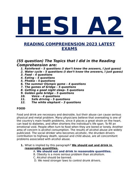 HESI A2 Reading Comprehension 2023 - HESI A READING COMPREHENSION 2023 LATEST EXAMS (55 question) - Studocu Hesi A2 Study Guide, Hesi Exam, Native American Humor, Hesi A2, One Dollar Bill, Nursing School Motivation, Water Cycle, Daylight Savings Time, Electoral College