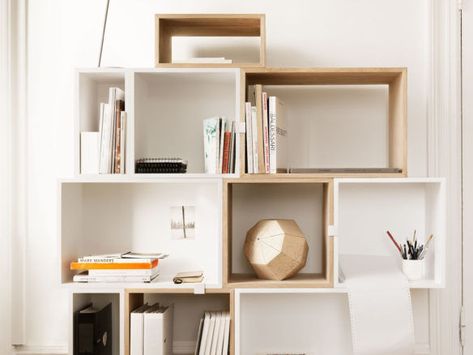 Stacked Shelving System Podium Muuto Stacked, Shelf System, Large Shelves, Room Partition, Shelving Systems, Modular Furniture, Entryway Furniture, Open Shelf, Leaf Table