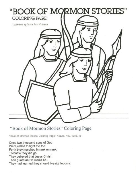 stripling warriors coloring pages - Google Search | Baby Nieces and Nephews… Lds Nursery, Stripling Warriors, Lds Coloring Pages, Book Of Mormon Stories, Primary Books, Sunday Activities, Lds Relief Society, Lds Lessons, Family Coloring Pages