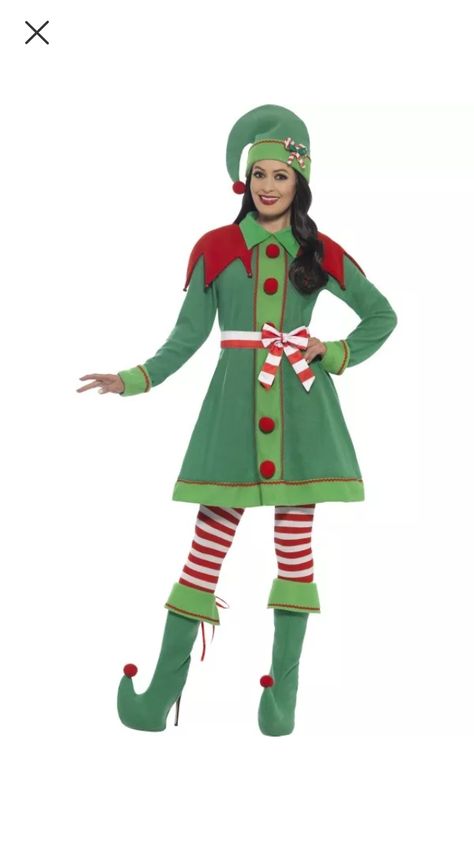 Elf costume Elf Fancy Dress, Fancy Dress Ideas, Christmas Elf Costume, Elf Dress, Fancy Dress Outfits, Elf Clothes, Womens Fancy Dress, Elf Costume, Santa Helper