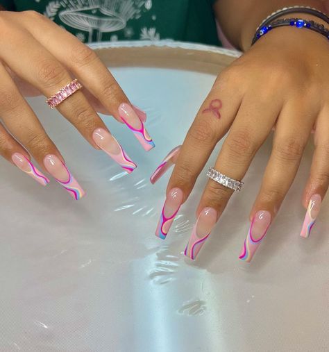 Swirly French Tip Nails, Swirly French Tip, Swirly Nail Designs, Tip Nails, French Tips, French Tip Nails, Ombre Nails, French Nails, Spring Nails