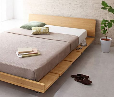 DIY wood bed frames modern furniture ideas  #diy #pallets #bedroom #bed #frame Japanese Platform Bed, Modern Bed Sheets, Wood Bed Frame Diy, Bedding Black, Japanese Bed, Platform Bed Designs, Diy Platform Bed, Murphy Bed Plans, Minimalist Bed