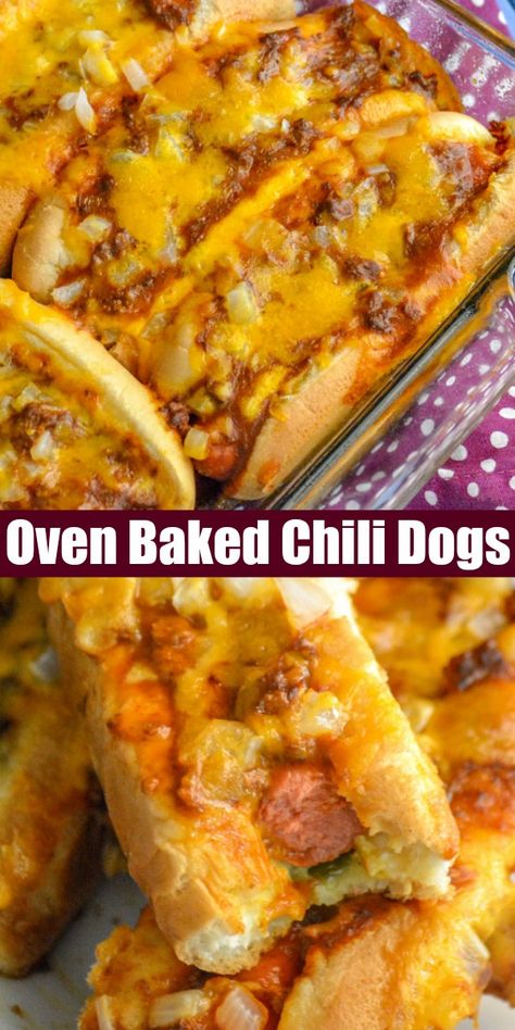 Baked Chili Dogs, Loaded Chili, Chili Dog Bake, Baked Chili, Baked Hot Dogs, The Best Chili, Best Chili, Chili Cheese Dogs, Cheese Dog