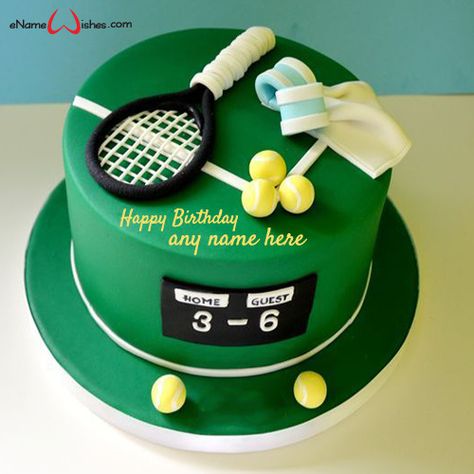 Game Birthday Cake, Birthday Name Cake, Name On Cake, Tennis Cake, Write Name On Cake, Birthday Cake Write Name, Cake Designs For Boy, Tennis Birthday, Birthday Cake With Name