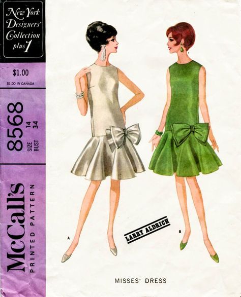 image 0 Dress With Flounce, Patron Vintage, 1960 Fashion, Fashion 1960s, Robes Vintage, Sixties Fashion, Vintage Dress Patterns, Cocktail Evening Dresses, Couture Vintage