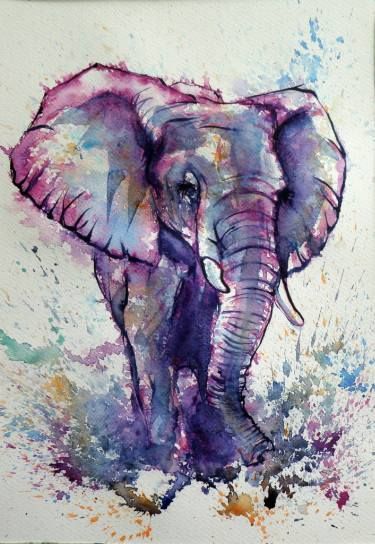 Saatchi Art Artist Kovacs Anna Brigitta; Painting, “Elephant SOLD” #art Elephant Artwork, Watercolor Art Diy, Watercolor Art Paintings, Watercolor Elephant, Elephant Tattoo, Elephant Painting, Watercolor Paintings Easy, Soyut Sanat Tabloları, Elephant Love