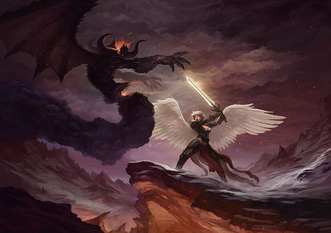 ArtStation - Good and Evil, Jason Wang Fantasy Deviantart, Bali Illustration, Angel Vs Demon, Heaven And Hell, Biblical Art, Mythological Creatures, Fantasy Armor, Angels And Demons, Good And Evil