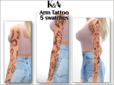 Sims 4 Cc Tattoo, Cc Tattoo, Arm Tattoo Sleeve, Tatto Sleeve, Tattoo Arm Sleeve, Aesthetic Sims, Arm Sleeve Tattoo, Sims 4 Tattoos, Sims Gameplay