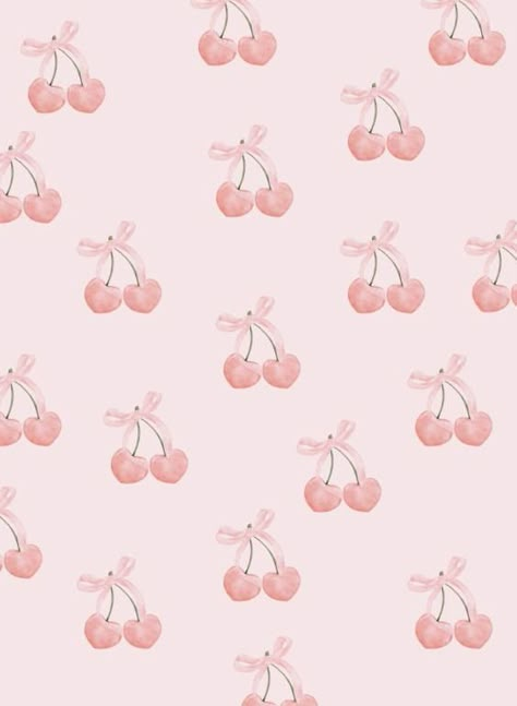 Coquette Cherry Wallpaper, Pink Cherry Wallpaper Aesthetic, Pink Cherry Wallpaper, Coquette Pattern, Beige Collage, Coquette Wallpapers, Cherry Wallpaper, Cute Phone Wallpaper, Phone Wallpaper Pastel