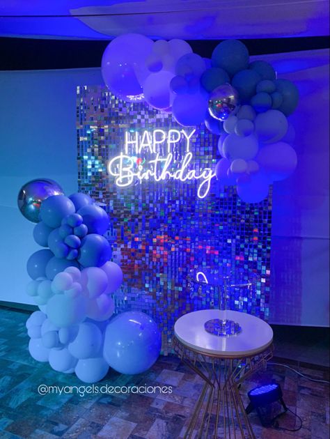 Blue Disco Theme Party, 13 Shades Of Blue Party, 18th Birthday Blue Theme, Night Club Theme Party Ideas, Happy Birthday Wishes For Sister, 18th Party Ideas, Disco Theme Party, 18th Birthday Party Themes, Blue Party Decorations