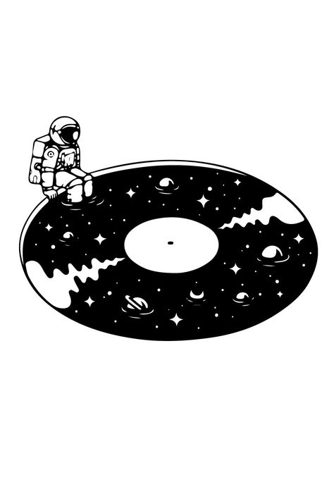 Astronomy Tattoo, Popular Svg, Astronaut Tattoo, Cricut Design Studio, Music Tattoo Designs, Cool Optical Illusions, Astronaut Art, The Astronaut, Vinyl Record Art