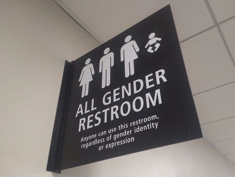 Sign for an All Gender restroom Neutral Bathrooms, Gender Neutral Bathrooms, Gender Neutral Bathroom, All Gender Restroom, Restrooms Signage, High Testosterone, Neutral Bathroom, Opinion Writing, Bathroom Sign