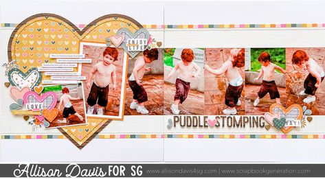 Allison Davis, Stickers Simple, Winter Scrapbook Layouts, Word Stickers, Scrapbook Generation, Scrapbook Design Layout, Scrapbook Design, Photo Sizes, Simple Scrapbook