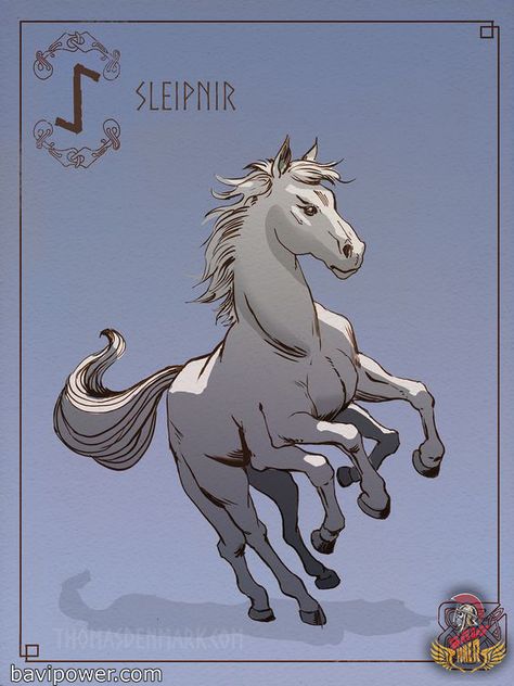 ODIN AND SLEIPNIR HORSE Chances are that you have caught sight of Odin the Allfather in Norse myth riding his horse wandering around the Nine Worlds. Mythology Alphabet, North Mythology, Symbole Viking, Monster Legends, Norse Myth, Norse Pagan, Ancient Mythology, Old Norse, Viking Art