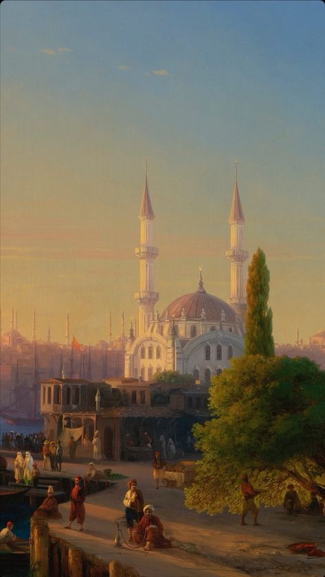 Ivan Aizavosky, Constantinople Aesthetic, Constantinople Byzantine, Mosque Painting, Arab Wallpaper, Islamic Empire, Empire Wallpaper, Ivan Aivazovsky, Historical Painting