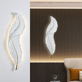 Luxury Wall Sconces, Feather Lamp, Nordic Lamp, Modern Wall Lamp, Feather Wall, Modern Wall Sconces, Living Room White, Creative Wall, Led Wall Lamp