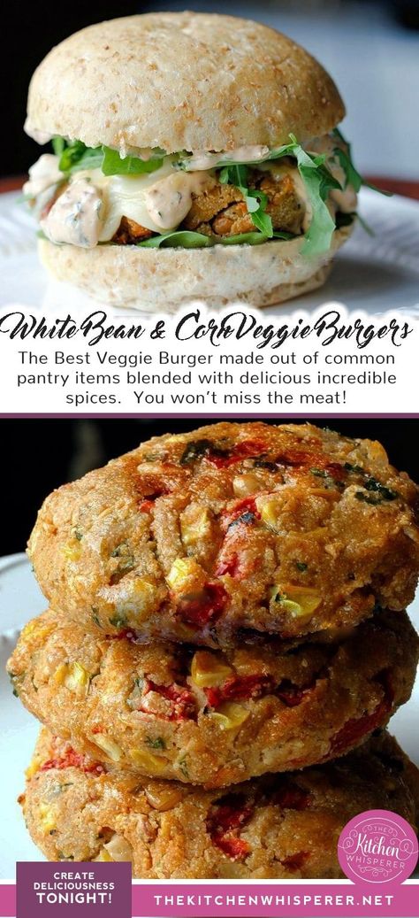 White Bean Burgers, White Bean Burger, Corn Burger, Easy Veggie Burger, Vege Burgers, Meat Burger, Meatless Burgers, Best Veggie Burger, Veggie Burgers Recipe