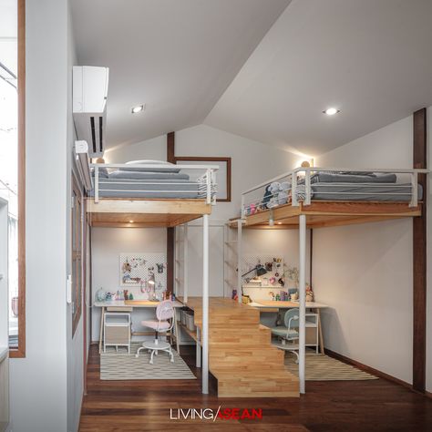 Nobita House, Sunny Personality, Modern Kids Room Design, Loft House Design, Small Room Design Bedroom, Condo Interior, Modern Kids Room, Small Home Offices, Loft House