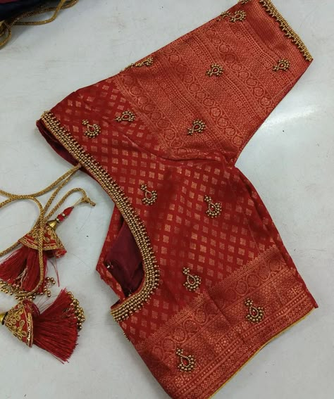 Latest Aari Design Blouse, Aari Work Blouse For Silk Saree, Red Bridal Blouse Aari Work, Bridal Simple Blouse Designs, 1000 Rupees Aari Work Blouse, Copper Aariwork Blouse Designs, Red Blouse Work Designs Bridal, Simple Arya Work Blouse Designs, Zari Blouse Design