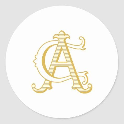 $6.65 | CA or AC Monogram sticker in gold #crest, sticker, wedding, gold, ac monogram, ca monogram, ac initials, ca initials, ac logo, ca logo Ac Monogram, Ca Logo, Ac Logo, Alphabet Logo, New Images Hd, Monogram Coasters, Wedding Stickers Labels, Monogram Stickers, Photo Logo Design