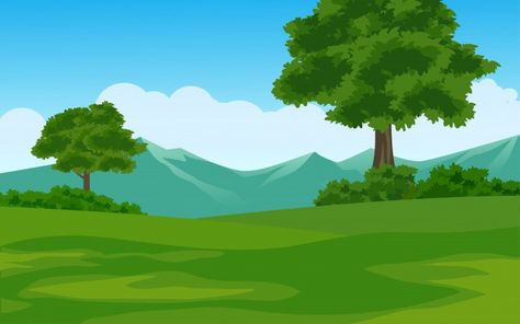 Summer mountain landscape | Premium Vector #Freepik #vector #background #tree #nature #cartoon Farm Cartoon Background Landscape, Cartoon Landscape Backgrounds, Cartoon Art Background, Cartoon Nature Background, Cartoon Background Images, Tree Animated, Peaceful Backgrounds, Cartoon Mountain, Free Cartoon Characters