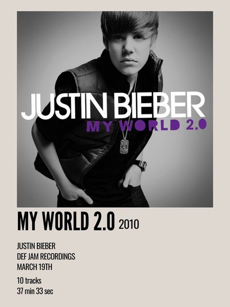 minimal aesthetic polaroid album poster for my world 2.0 by justin bieber Justin Bieber Album Cover, Aesthetic Music Posters, Alternate Album Covers, Justin Bieber Poster, Polaroid Albums, Justin Bieber Albums, Justin Bieber My World, Album Prints, Justin Bieber Music