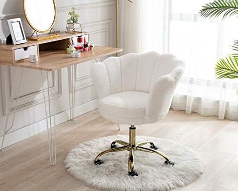 White Desk Chair, Living Room Vanity, Adults Bedroom, Classy Rooms, Bedroom Study Room, Dressing Table With Chair, Kids Desk Chair, Home Office Chair, White Desk