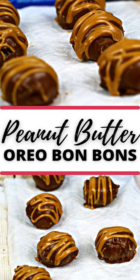 This Peanut Butter Oreo Bon Bons are the perfect no bake treat that is easy to make, look amazing for gift giving and taste spectacular. Who does love Oreos, chocolate and peanut butter?!? Oreo Bon Bons, Oreo Peanut Butter, Oreo Truffles Recipe, Oreo Cookie Balls, Peanut Butter Oreo, Peanut Butter No Bake, Oreo Balls, Chocolate And Peanut Butter, Cookie Ball