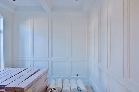 Coffered Wall, Greenwich House, Wainscoting Wall, Wall Molding, Coffered Ceiling, Home Upgrades, Wainscoting, Wood Pieces, Dream Bedroom