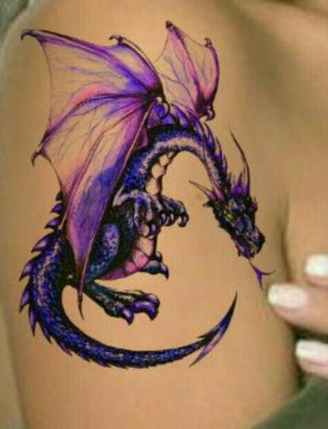 Dragon Tattoo Purple Purple Dragon Tattoo, Baby Dragon Tattoos, Dragon Tattoo Back, Dragon Tattoo Meaning, Gargoyle Tattoo, Red Dragon Tattoo, Dragons Tattoo, Purple Tattoos, Small Dragon Tattoos