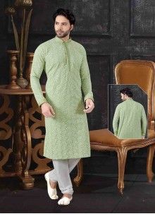 Buy Green Polly Cotton Kurta Pyjama with Embroidered Online Chikan Kurta For Men, Pajama Embroidery, Kurta For Men Wedding, Chikan Kurta, Churidar Pajama, Pista Green Colour, Wedding Kurta For Men, Kurta Pajama Men, Gents Kurta Design