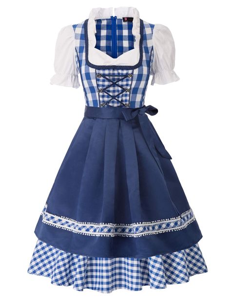 PRICES MAY VARY. Vintage style square neck and Flared A-Line silhouette,red and white plaid match with pink satin.Exquisite, Classic,Always impress Two piece set, including a dress and an apron,Pleated Tie-waist apron is about 21 inch in length, waistline is adjustable Perfect for Bavaria's Oktoberfest, for carnival time or for your themed fancy dress party Warm Tips: Machine Wash by Cold Water NOTE: Please Kindly Check Our Size Chart to Make the Best Choice (NOT the Amazon's) 
Women 2pcs Set Ge German Dirndl Dress, Oktoberfest Halloween, Oktoberfest Costume, Red And White Plaid, Fancy Dress Party, Dirndl Dress, Costumes For Halloween, Waist Apron, An Apron