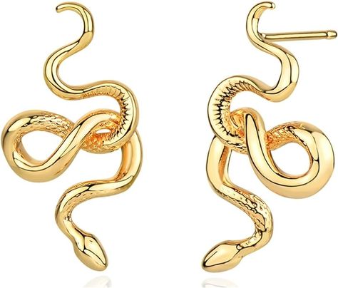 Amazon.com: MEVECCO Gold Snake Stud Earrings for Women, 18K Gold Plated Stud Earrings Dainty Snake Mini Cute Simple Delicate Snake Minimalist Stud Earrings Gift for Her: Clothing, Shoes & Jewelry Handmade Gold Jewellery, Minimalist Earrings Studs, Womens Earrings Studs, Minimalist Studs, Snake Earrings, Dainty Studs, Tiny Studs, Tiny Stud Earrings, Gold Stud Earrings