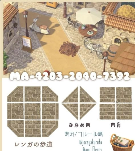 Animal Crossing Cobblestone Path Codes, Acnh Town Paths Designs, Town Path Acnh, Acnh European Path Code, Animal Crossing Town Path Codes, Animal Crossing Street Design Codes, Acnh Edge Paths, Acnh Town Path Codes, Motif Sol Animal Crossing