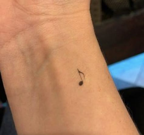 Tiny Tattoo On Wrist, Sing Tattoo Music, Music Lover Tattoo Beautiful, Aesthetic Music Tattoos, Small Tattoo Music, Music Tattoo Behind Ear, Eighth Note Tattoo, Music Note Behind Ear Tattoo, Music Note Sketch