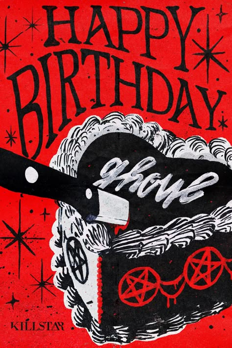 A Happy Birthday KILLSTAR Digital Gift Card! Scratching your head over what to give someone special for their birthday? Give them the freedom to pick their own present with a KILLSTAR Gift Card! Our gift cards are sent by email and you can opt to have them delivered either to yourself or directly to the recipient on their big day. Even better, you can pick a future delivery date if you're sending it as a birthday gift. Just make sure to leave the date blank if you want it sent out ASAP - no extr Birthday Cards For Artists, Goth Birthday Card Ideas, Emo Birthday Gifts, Simple Cute Birthday Card, Leopard Print Birthday Cards, Birthday Party Graphic Design, Graphic Birthday Card, Graphic Design Birthday Card, Goth Birthday Card