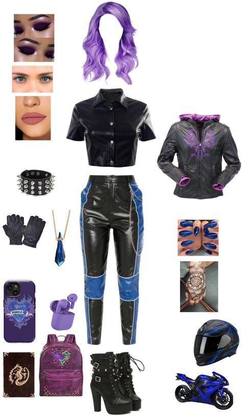 Mal Inspired Outfit, Descendants Inspired Outfits, Hades Daughter, Descendants Clothes, Descendants Oc, Descendants Costumes, Evil Disney, Movie Inspired Outfits, Preppy Fall