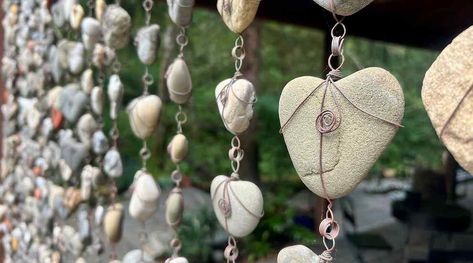 Heart Rock Wall How To Display Rocks, Rocks Display, Heart Rocks, Heart Shaped Rocks, Rain Chains, Rain Chain, Rock Wall, Rock Collection, Stone Collection