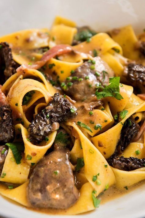 Morel Recipes, Pasta And Chicken, Chicken Liver Recipes, Liver Recipes, Chicken Liver, Nyt Cooking, Chicken Livers, Creamy Pasta, Wild Mushrooms