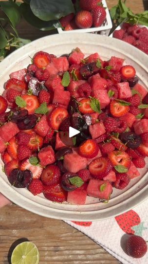 100K views · 3.1K reactions | Summer Fruit Salad 🍉🍓🍒 | Summer Fruit Salad 🍉🍓🍒 | By Crowded Kitchen | Sometimes the best recipes are
the simplest ones. This fruit salad might look basic but it
always has people asking for the recipe. I promise this will
be a hit with your friends and family and all it takes is
combining watermelon, strawberries, cherries, and
raspberries with honey, lime juice, and zest and plenty of
mint. It's the most refreshing salad you'll have all summer. Fruit Salad With Watermelon, Watermelon Fruit Salad, Summer Fruit Salad, Crowded Kitchen, Deco Fruit, Salad Summer, Summer Salads With Fruit, Pear Salad, Low Carb Salad