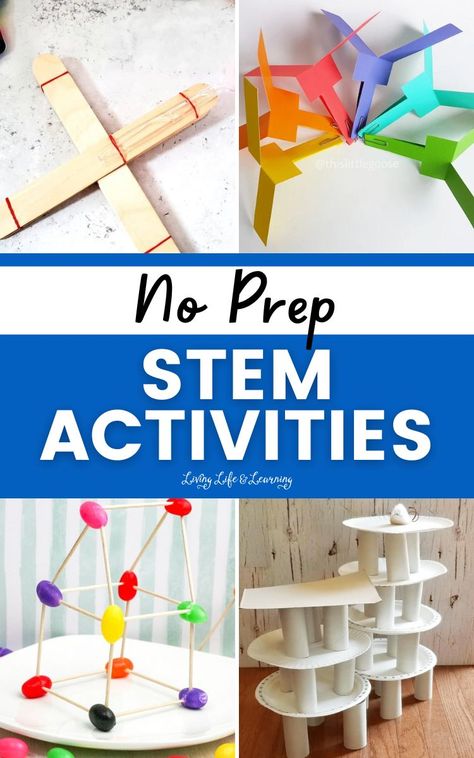 If you are searching for an easy and affordable homeschool activity for your kids at home, these no prep stem activities will surely keep them engaged and having fun while learning about science, technology, engineering and math without breaking the bank! Stem Fun Activities, Elementary Teacher Activities, Stem Week Preschool, Easy Stem Projects For Kindergarten, Stem Afterschool Activities, Grade 2 Stem Activities, 3rd Grade Stem Projects, Shape Stem Activities, Stem Engineering Activities Preschool