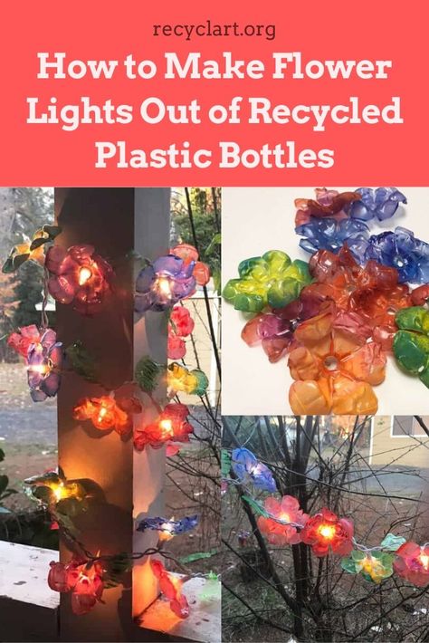 Discover how to recycle your used plastic water bottles into something colorful and amazing.  #Diy, #HomeDécor, #Lights, #PlasticBottles, #Recycled #RecycledPlastic Plastik Recycling, Recycled Bottle Crafts, Water Bottle Flowers, Plastic Bottle Crafts Diy, Water Bottle Crafts, Reuse Plastic Bottles, Plastic Bottle Flowers, Plastic Bottle Art, Diy Plastic Bottle