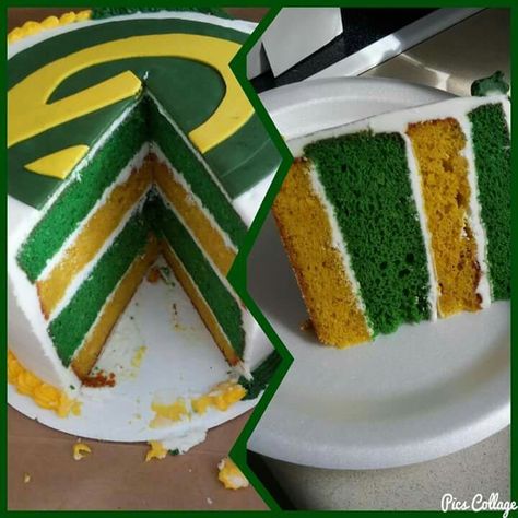 Green & Gold Packer Cake! Packer Cake, Green Bay Cake, Green And Gold Cake, Green Bay Packers Birthday, Green Bay Packers Party, Green Bay Packers Cake, Packers Cake, Packer Party, Packers Party