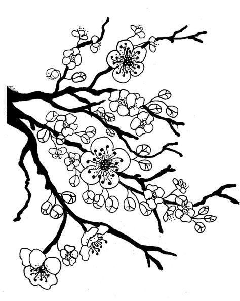 Cherry tree blossom coloring page Tsum Tsum Coloring Pages, Cherry Blossom Drawing, Leaf Coloring Page, Garden Coloring Pages, Tree Coloring Page, Spring Tree, Pola Sulam, Cherry Blossom Flowers, Japanese Cherry Blossom