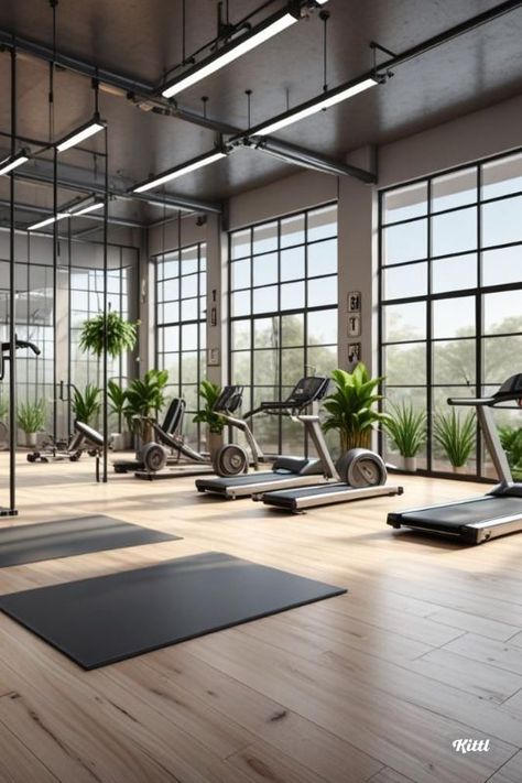 Discover sleek and stylish design ideas for creating a modern home gym. Incorporate glass walls, high-tech equipment, and natural elements for a balanced aesthetic🥰 Home Gym Design | Commercial Gym Design | Layout & Planning | Garage Gym Ideas | Best Home Gyms | Interior Design | PT Personal Training Space | Gym Lighting and Flooring | Exercise Equipment | Strength Training | Yoga Room | Pilates | Cardio Workouts | Health and Fitness | Barn, Shed and Shipping Container Gyms Aesthetic Home Gym, Pilates Cardio Workout, Commercial Gym Design, Modern Home Gym, Garage Gym Ideas, Pilates Cardio, Gym Lighting, Workout Room Home, Gym Setup