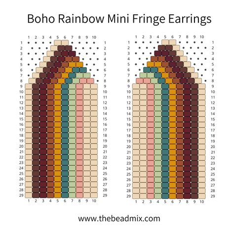 Rainbow Fringe, Seed Bead Patterns Free, Mini Fringe, Miyuki Beads Pattern, Diy Seed Bead Earrings, Seed Bead Jewelry Patterns, Beaded Earrings Tutorials, Beaded Earrings Diy, Beading Patterns Free