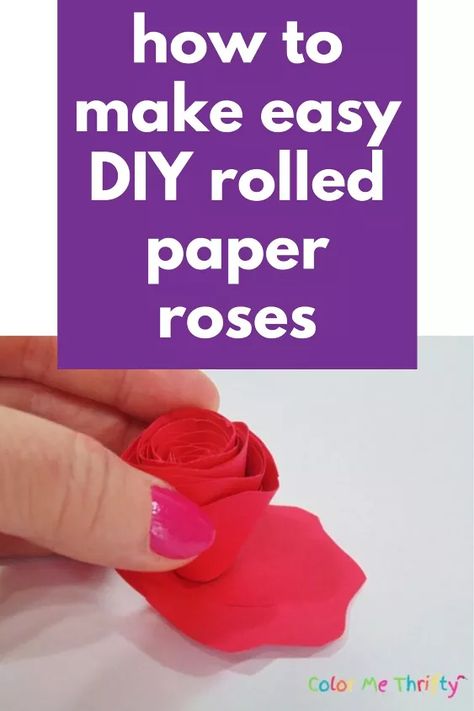 Easy Paper Rose, Simple Paper Flower, Paper Roses Diy, Valentine Art Projects, Paper Flower Wreaths, Valentine Art, Make Paper Flowers, Valentines Crafts, Diy Flower Pots