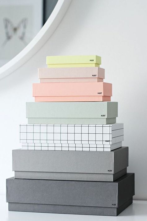 Pretty Boxes - It's hard to resist the allure of a pretty box... just make sure they actually store something instead of contributing to clutter. Hay Box, Hay Design, My New Room, Brand Packaging, Danish Design, Box Design, Design Branding, Storage Boxes, Color Inspiration