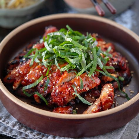 Chicken Bulgogi (Korean Chicken BBQ) - Beyond Kimchee Korean Sweet Potato Noodles, Chicken Bulgogi, Spicy Korean Chicken, Korean Sweet Potato, Korean Bbq Chicken, Best Korean Food, Korean Chicken, Sweet Potato Noodles, Korean Recipes